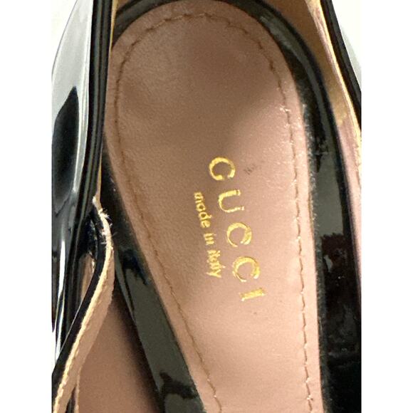 Gucci Lisbeth Black Patent Leather Triple Strap Mary Jane Heels IT 38 / US 8 - Picture 7 of 16
